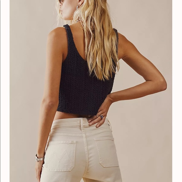 Free People Black knitted crop top, size M - Picture 2 of 5